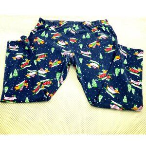 Christmas Dog Print Lounge Pants XXL Cotton/Spandex Blend Elastic Waist Winter P